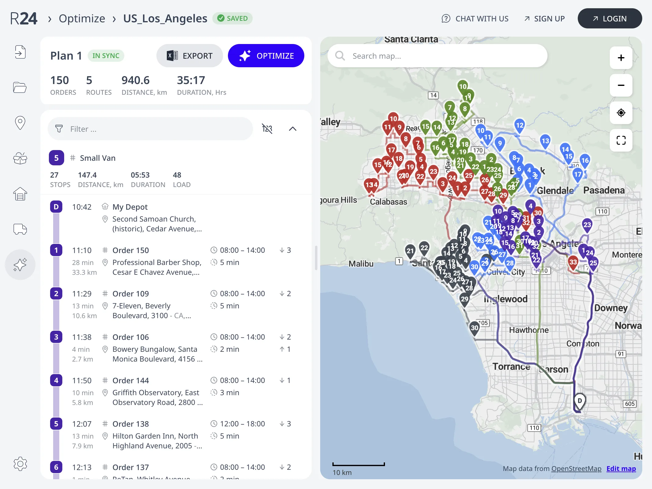 Tournées multi-véhicules optimisées sur la carte